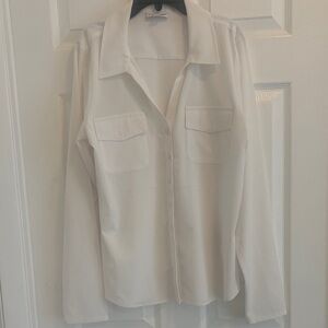 Calvin Klein Women's White Button-Down Shirt